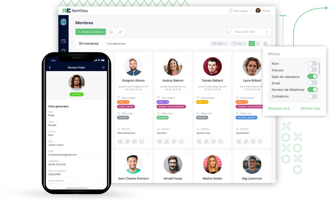 Effectif complet et détaillé sur l'application