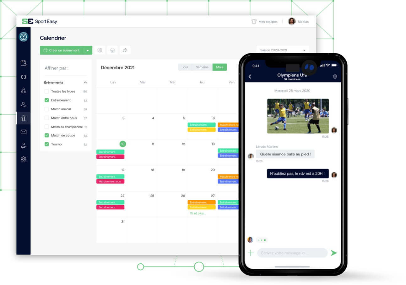 Calendrier partagé de votre équipe de kayak-polo